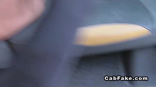 Sexy ass babe in thong sucks cock in fake taxi