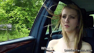Stranded teen fucked on the hood outdoor pov