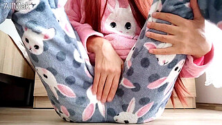 asian skinny teen masturbate in pajamas | shaved pussy cumming