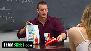 InnocentHigh Redhead teen Monica Rise fucks horny prof