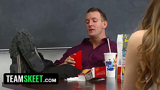 InnocentHigh Redhead teen Monica Rise fucks horny prof