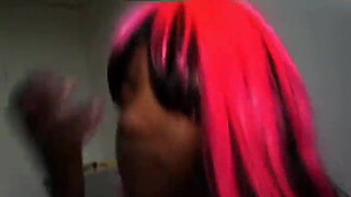 Horny black babe takes on a big cock