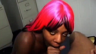 Horny black babe takes on a big cock