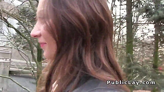 French amateur babe flashing for cash
