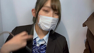 Japanese teen with beautiful small tits getting her tight wet shaved pussy pounded deeply by big dick. Fucking hard doggy style. Japanese amateur 18yo porn.