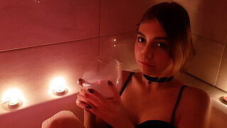 The Cutie Drinks MILK: Footjob and Blowjob from the Bath | PussyKageLove