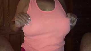 Big-tits wife with 36FF's craves mouthful of cum