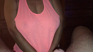 Big-tits wife with 36FF's craves mouthful of cum