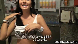 Skanky big tits receptionist Nadine pounded for cash