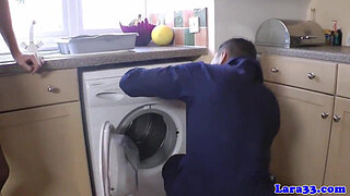 UK mature in stockings fucks repair man