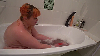 A plump MILF takes a bath with her favorite sex toys. Her big ass shakes doggy style. PAWG.