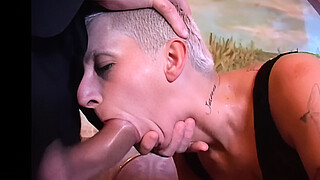 Tattooed blonde shaved pussy fucks with huge cock Italian tatoo male