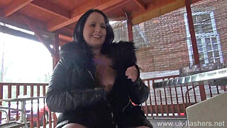 Chubby amateur Sarah Janes public masturbation and bbw milf flashing big tits ou