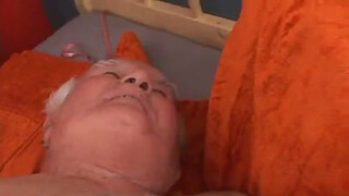 Blonde babe with big tits gets fucked by an old man