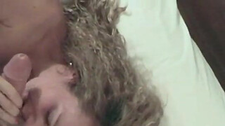 Cock sucking wife gets a facial after a nice blowjob