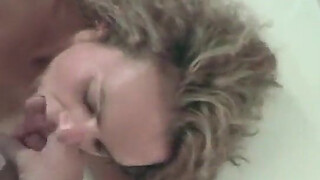 Cock sucking wife gets a facial after a nice blowjob