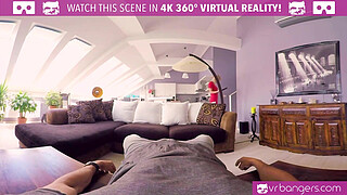 VRBangers.com KATY ROSE LADY IN RED – BLONDE GIRL IN STOCKINGS VR FUCKS