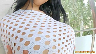 Kyra Hot wiggles and jiggles her magnificent rack. Her big tits bounce up up up.