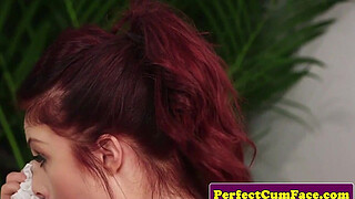 British redhead spunked on face