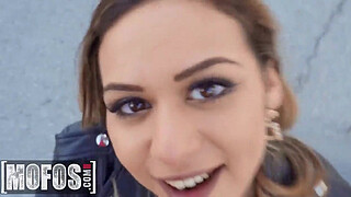 MOFOS - Bella Rico Takes A Public POV Pounding And Gets Her Shaved Pussy Filled With Creamy Cum