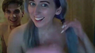 Blue haired Cutie Fuck Facial on Cam