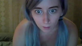 Blue haired Cutie Fuck Facial on Cam