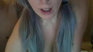 Blue haired Cutie Fuck Facial on Cam