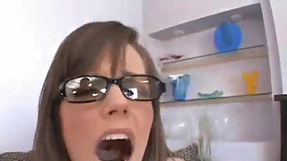 Brunette MILF with small tits gets her tight asshole fucked