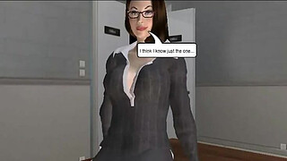 This sexy brunette 3D babe takes a big cock in her pussy