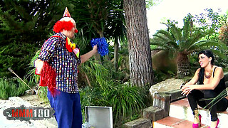 Stupid clown fucking hard a big titted latina brunette
