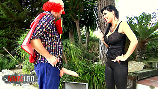 Stupid clown fucking hard a big titted latina brunette