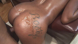 Black chick with big oiled ass banged pretty good
