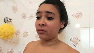 Thick taking shower live cam with her shaved pussy