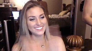 Blonde wife in lace does acrobatic sucking on a big cock and balls