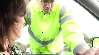 Mature british skank swallows police cum