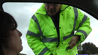 Mature british skank swallows police cum