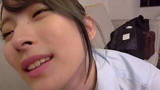 Japanese teen with beautiful small tits getting her tight wet shaved pussy pounded deeply by big dick. Fucking hard doggy style. Japanese amateur 18yo porn.