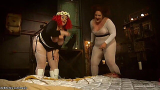 BBW femdoms dominating man slave