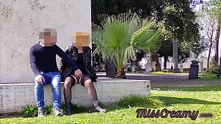 Real Amateur French Public Squirt Sex Risky on the Park !!! People walking near... 4K - MissCreamy