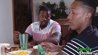 Groupal Ebony Stepfamily Dinner: Full HD FamilyStroke