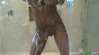 Titty Big boobs brunette latina Angelina Valentine shower hardcore fuck