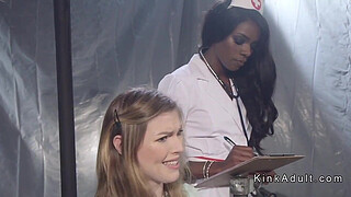 Ebony nurse anal fucks brunette patient