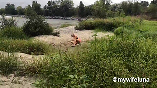 Busty Wife Gets Fucked Outdoors by the River After Our Run