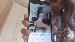 pervert step son! has to punish you, because you have the habit of spying on me while I'm naked. I will sit on your penis and on your face and make the stink