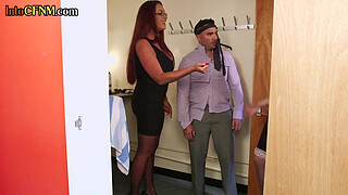 British CFNM femdom and maid blowing sub dick