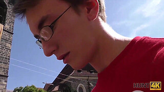 HUNT4K. Young cuckold watches how his handsome GF earns