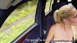 Naughty blonde teen fucked in the car pov