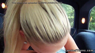 Naughty blonde teen fucked in the car pov