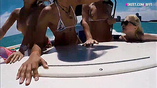 Sexy teen BFFS boat ride and nasty orgy