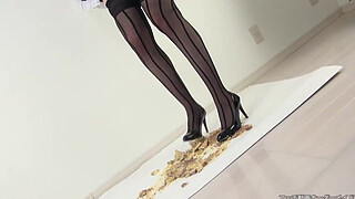 Foodcrush A woman steps on a hamburger with stockings